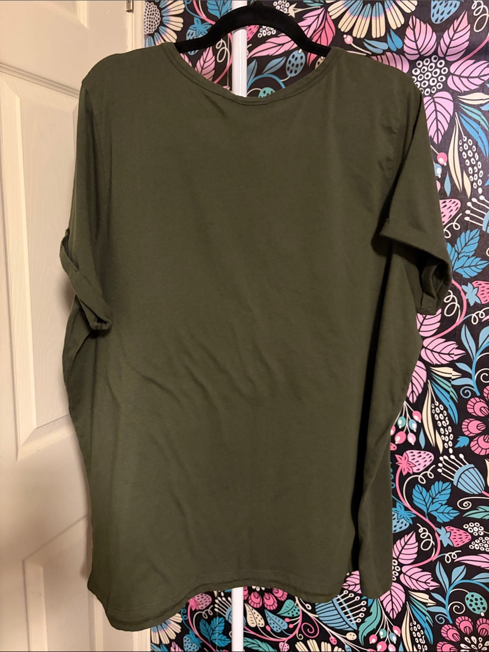 torrid Olive Green Short Sleeve Tee with Black Floral Sketch - Picture 5 of 5